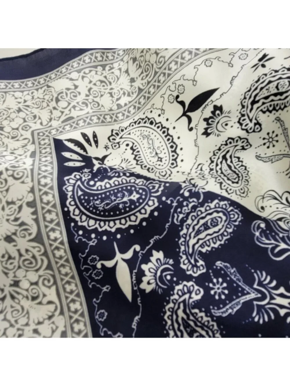 ❤️New Elegant Women Square Silky Soft Scarf Head Top hijab Navy Floral Paisley